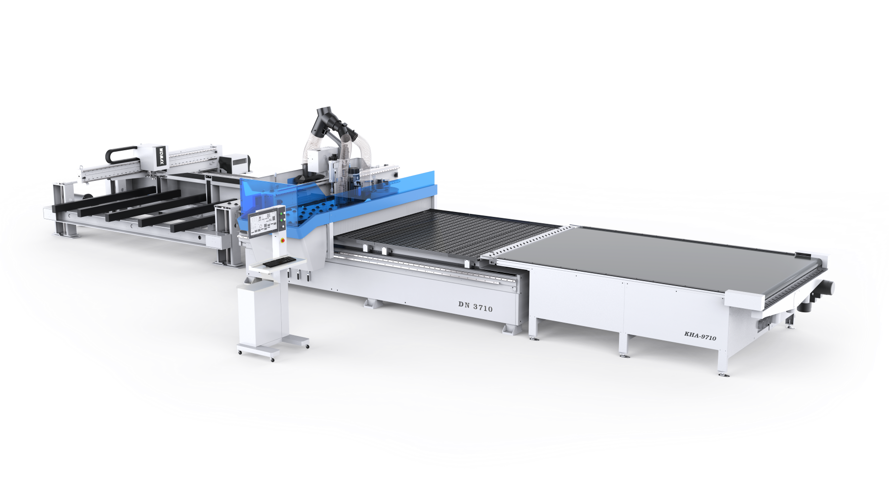 Centro de mesa nesting KN-3710DE  Carga y descarga con etiquetadora