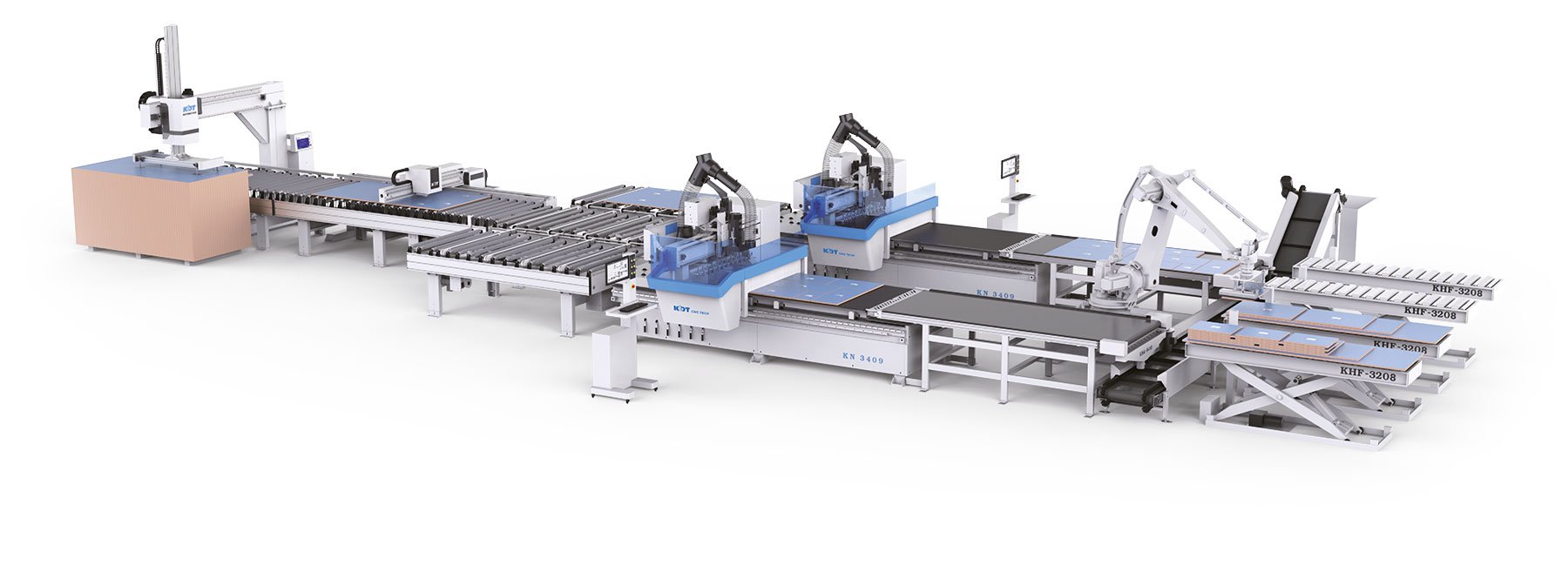 linea nesting con robot y alimentación automática