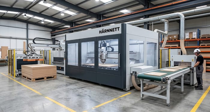 Línea flexible CNC Nesting con carga y descarga automática para fábrica de muebles de KDT Ibérica